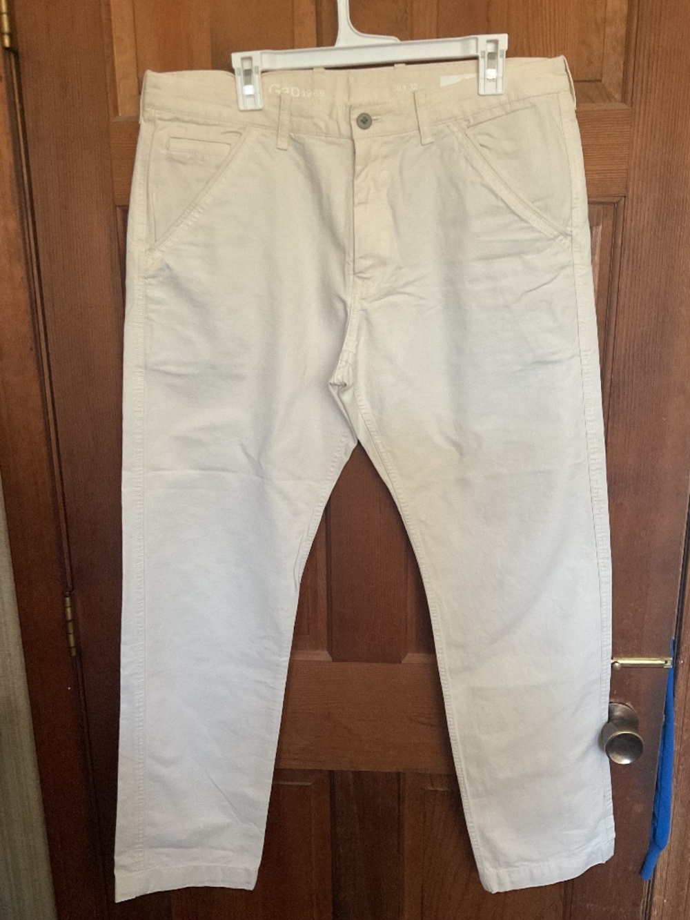 Gap 1969 Jeans Straight Leg Mens 36x32 Cream 5 Pocket Casual Denim Stretch